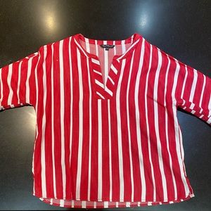 Red and white stripe linen top